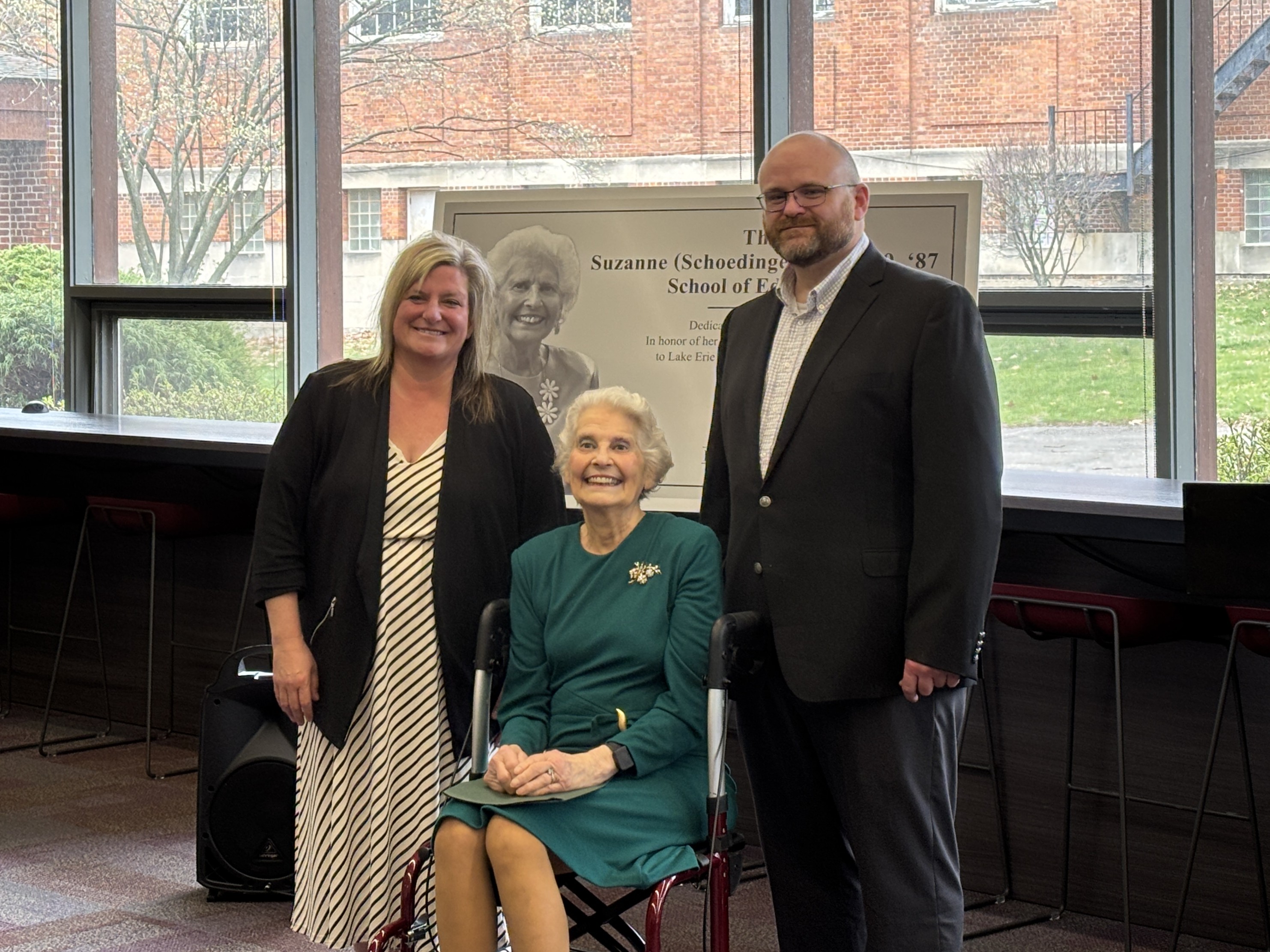 Lake Erie College president Jennifer Schuller, left, college alumna and...