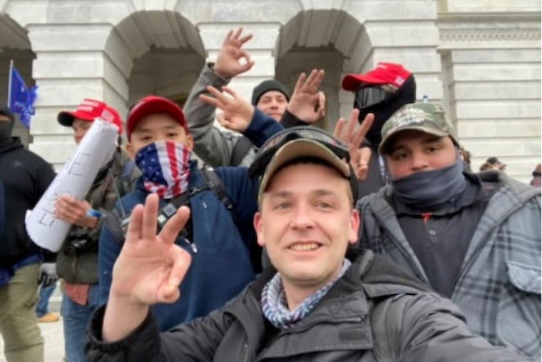 Zach Rehl (front) at the U.S. Capitol on Jan. 6, 2021.
