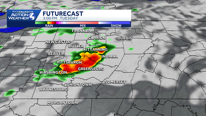 impact day: scattered rain, storms possible north of pittsburgh
