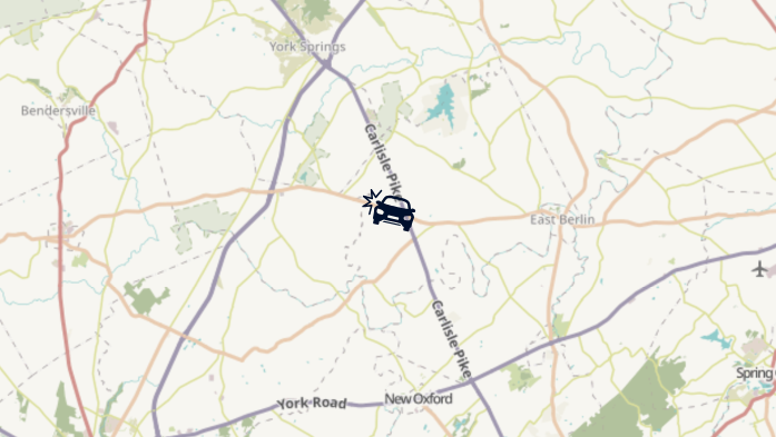 Vehicle crashes into tree, shuts down Adams County, Pa. road