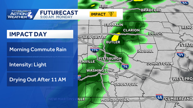 pittsburgh: warming up with shower chances this week