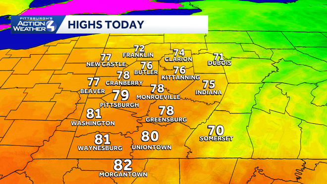 pittsburgh: warming up with shower chances this week