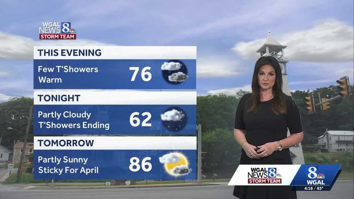 Few evening storms and near record warmth Wednesday for south-central Pennsylvania