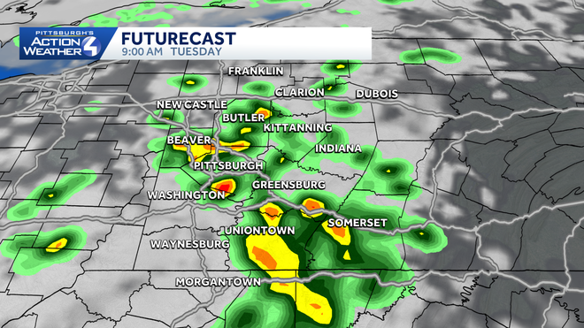 western pa: a quick round of morning showers