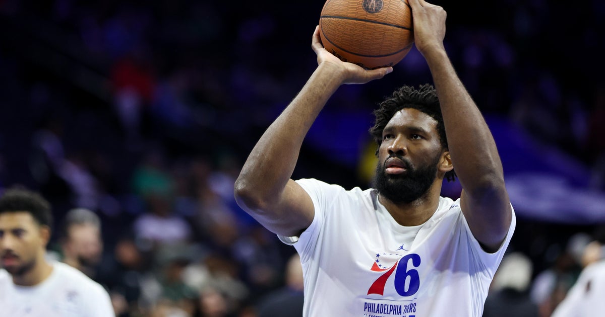 Philadelphia 76ers' Joel Embiid participates in parts of practice, listed as doubtful for Game 3 vs. Celtics