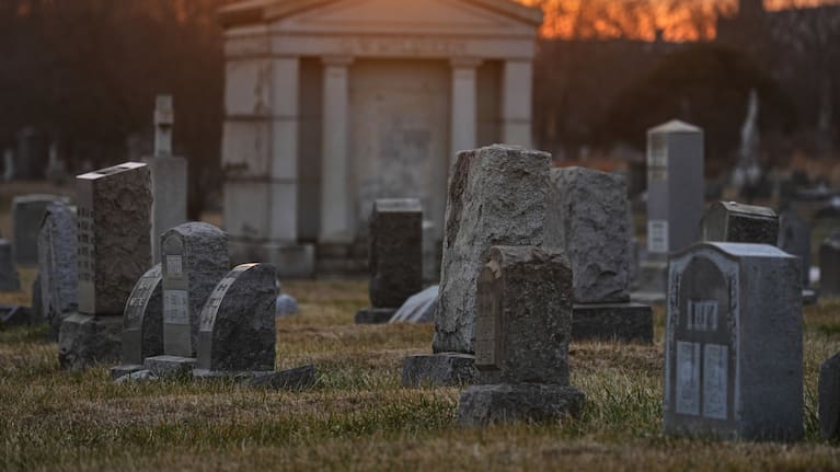 Grave markers at the Mount Moriah Cemetery in Philadelphia