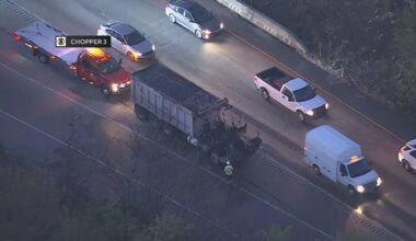 Dump truck fire leads to backups on I-76 West in Philadelphia