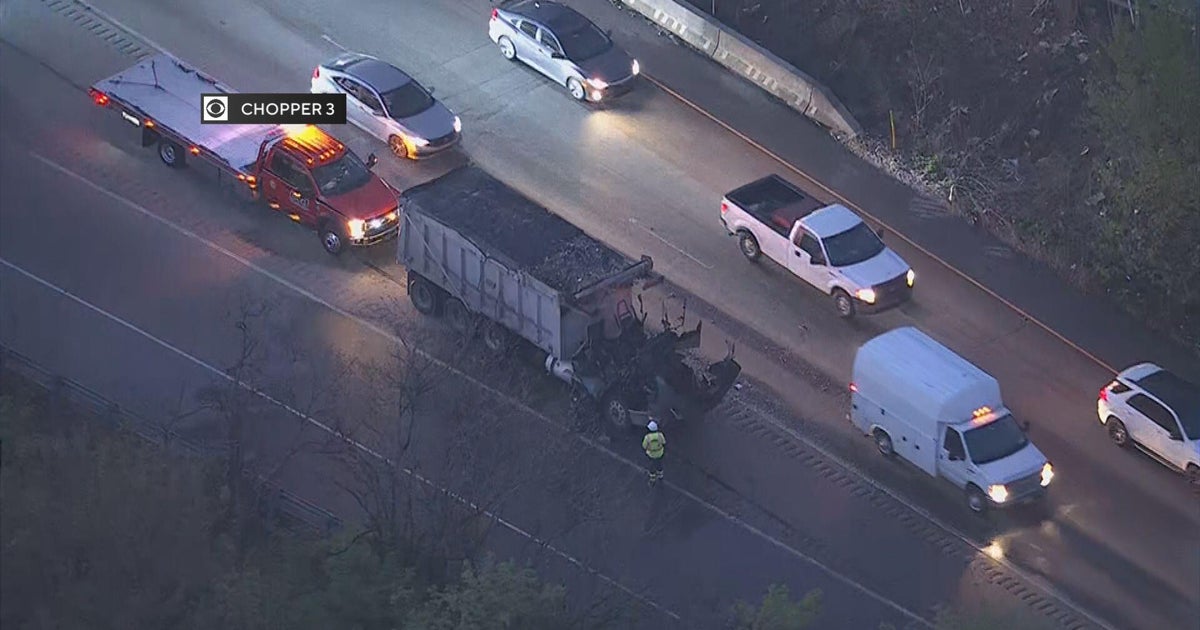 Dump truck fire leads to backups on I-76 West in Philadelphia