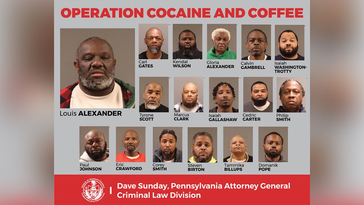 mugshot chart of 17 people