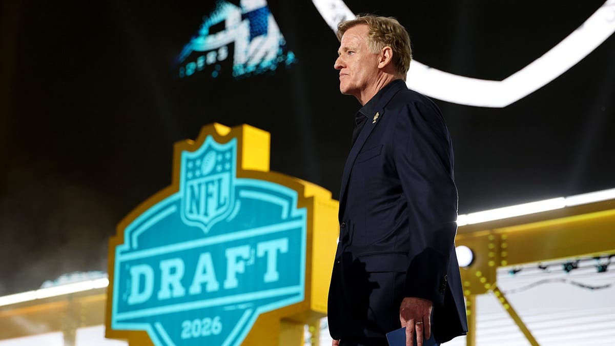NFL Commissioner Roger Goodell looking on during the 2026 NFL Draft at Acrisure Stadium