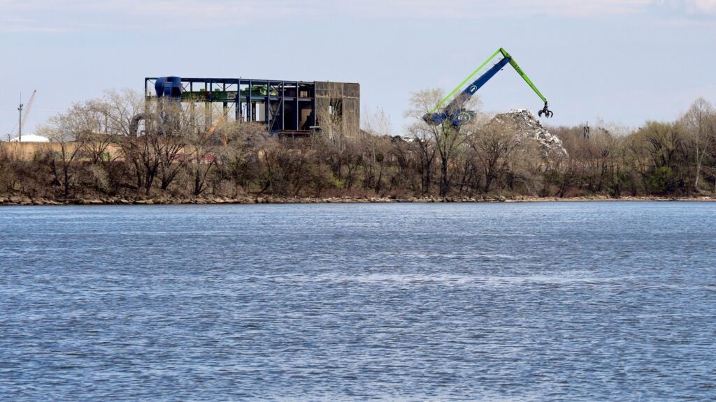The EMR scrap metal junkyard in Camden is seen from Pier 68