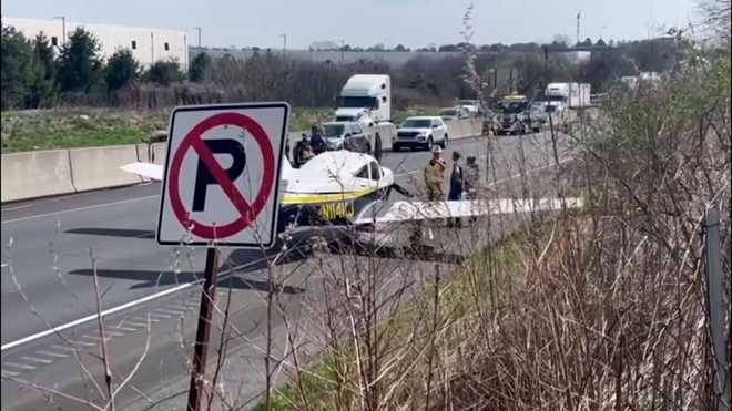 A single-engine plane landed on a Lehigh County interstate, just before 9:30 Saturday morning.