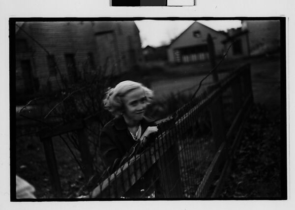 [Five 35mm Film Frames: Girl Leaning on Wire Fence in Yard, Vicinity Bethlehem, Pennsylvania], Walker Evans (American, St. Louis, Missouri 1903–1975 New Haven, Connecticut), Film negative