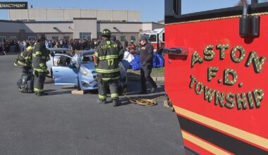 Pennsylvania students get up-close look at consequences of distracted driving with mock crash scene