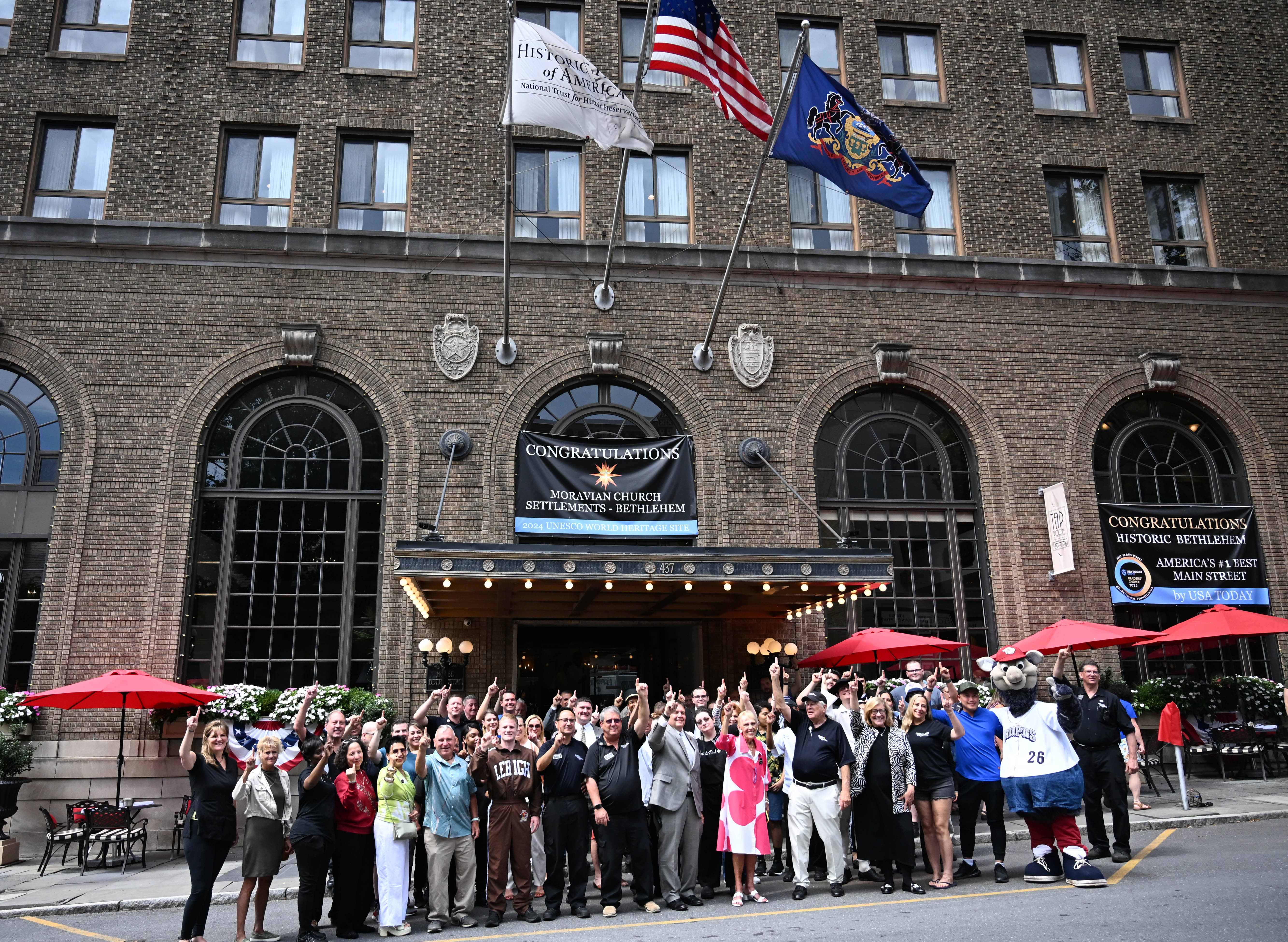 Hotel Bethlehem staff, local officials and business owners celebrate Wednesday,...