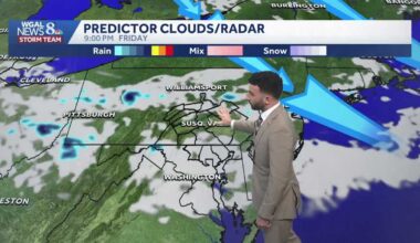 Partly cloudy & isolated shower chance this evening; more rain chances heading into the weekend across south-central Pennsylvania
