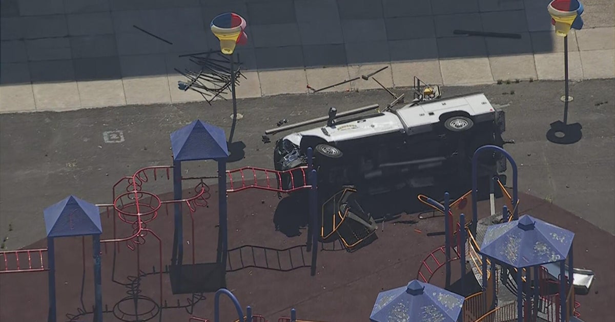 Stolen truck runs red light, crashes into playground outside Southwest Philadelphia school, police say