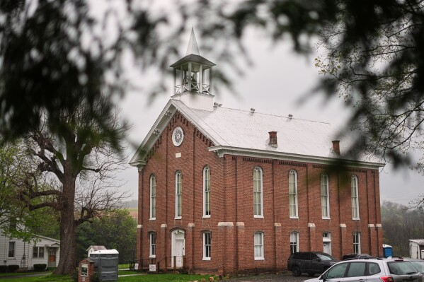 The former Presbyterian church converted into Ragamuffin Hall is seen in McCoysville, Pa., Saturday, April 25, 2026. (AP Photo/Matt Rourke)