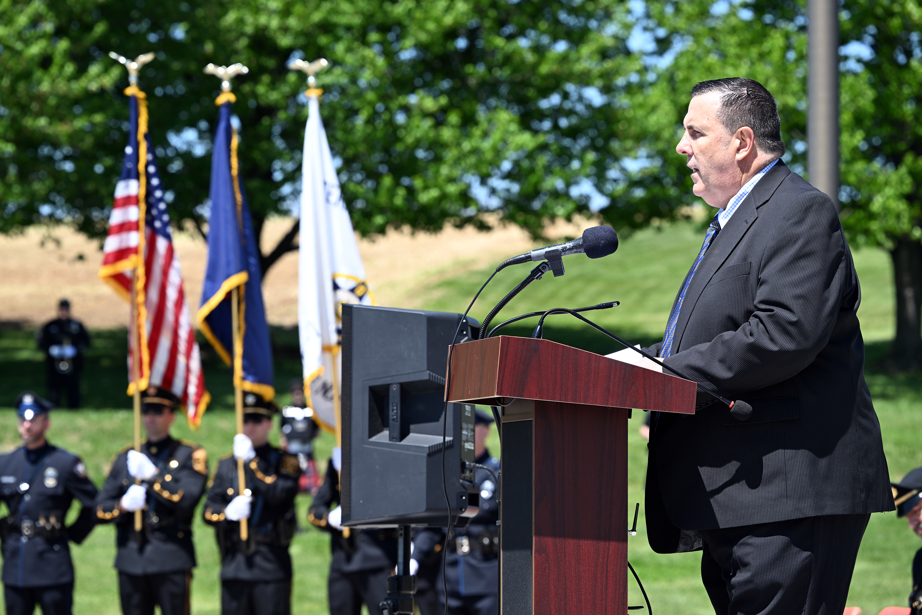 Joseph M. Brown, president of Berks Lodge #71, offers remarks...