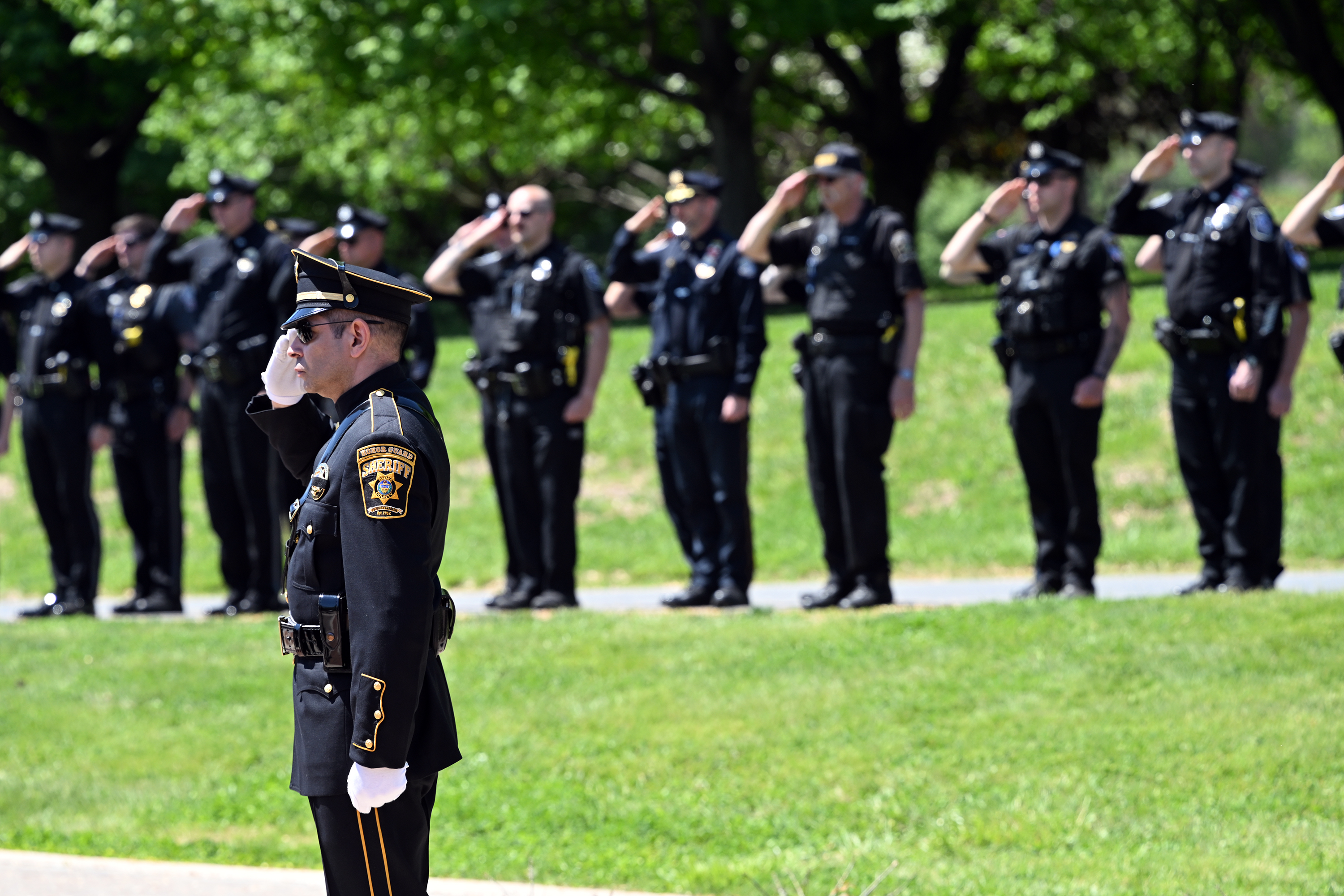 The Berks Lodge and Berks County Sheriff’s Honor Guards salute...