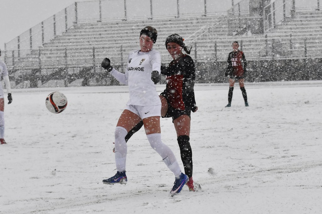 Erie girls soccer defeated Arapahoe 2-0 behind Elodie Kirchoffner.