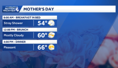 Pleasant temperatures, stray shower for Mother's Day