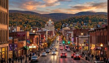 Chattanooga downtown street view with vibrant city lights and scenic mountains i.