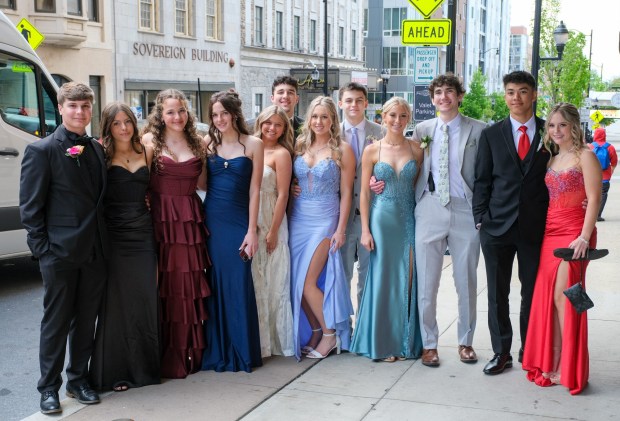 Saucon Valley High School held its prom Friday, May 1, 2026, at the Americus Hotel in Allentown. Students and their guests arrive to the big night. (Sharon Merkel/Special to The Morning Call)