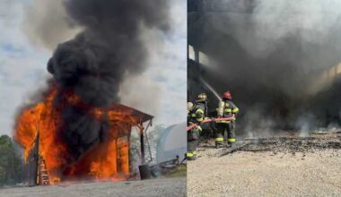 Thick smoke, flames billow from shed in Armstrong County