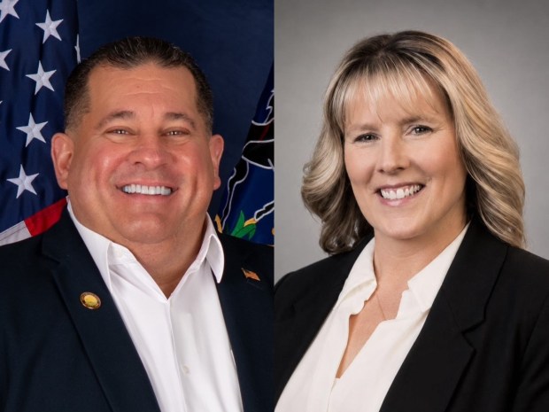 Michael J. Stadulis and Jessica McClay are vying for the Democratic nomination in a Democratic primary race for the 121st Legislative District in Pennsylvania. (PHOTOS FROM CANDIDATE' WEBSITES)
