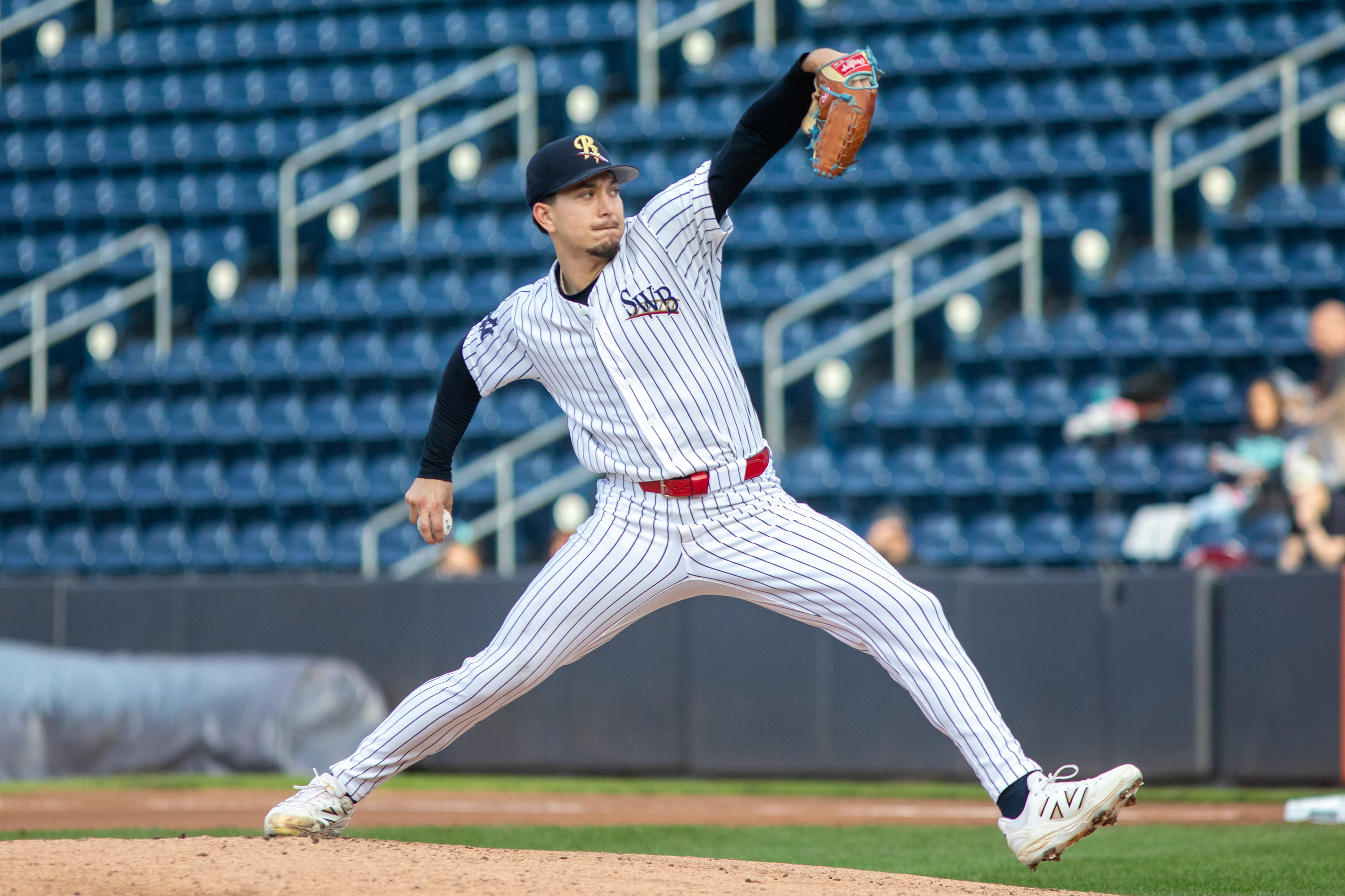 RailRiders’ Dom Hamel pitches during the game against Syracuse at...