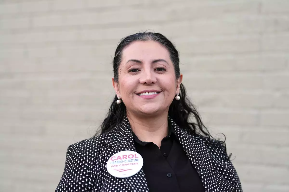 FILE - Carol Obando-Derstine, a candidate for the Democratic nomination in Pennsylvania's 7th Congressional District, poses for a photograph in Bethlehem, Pa., May 11, 2026. (AP Photo/Matt Rourke, File)