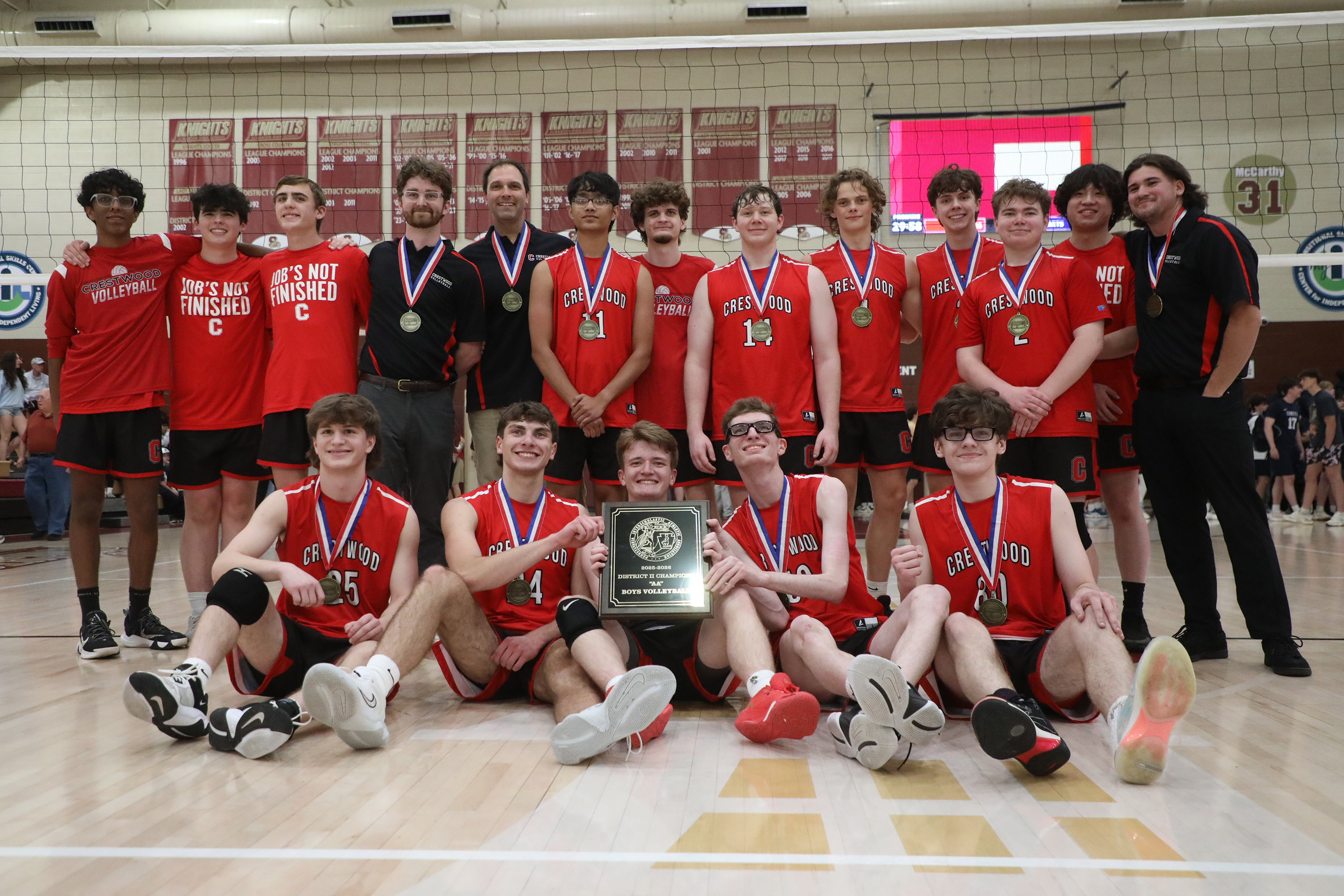 Crestwood’s boys volleyball team after the 2A championship game at...