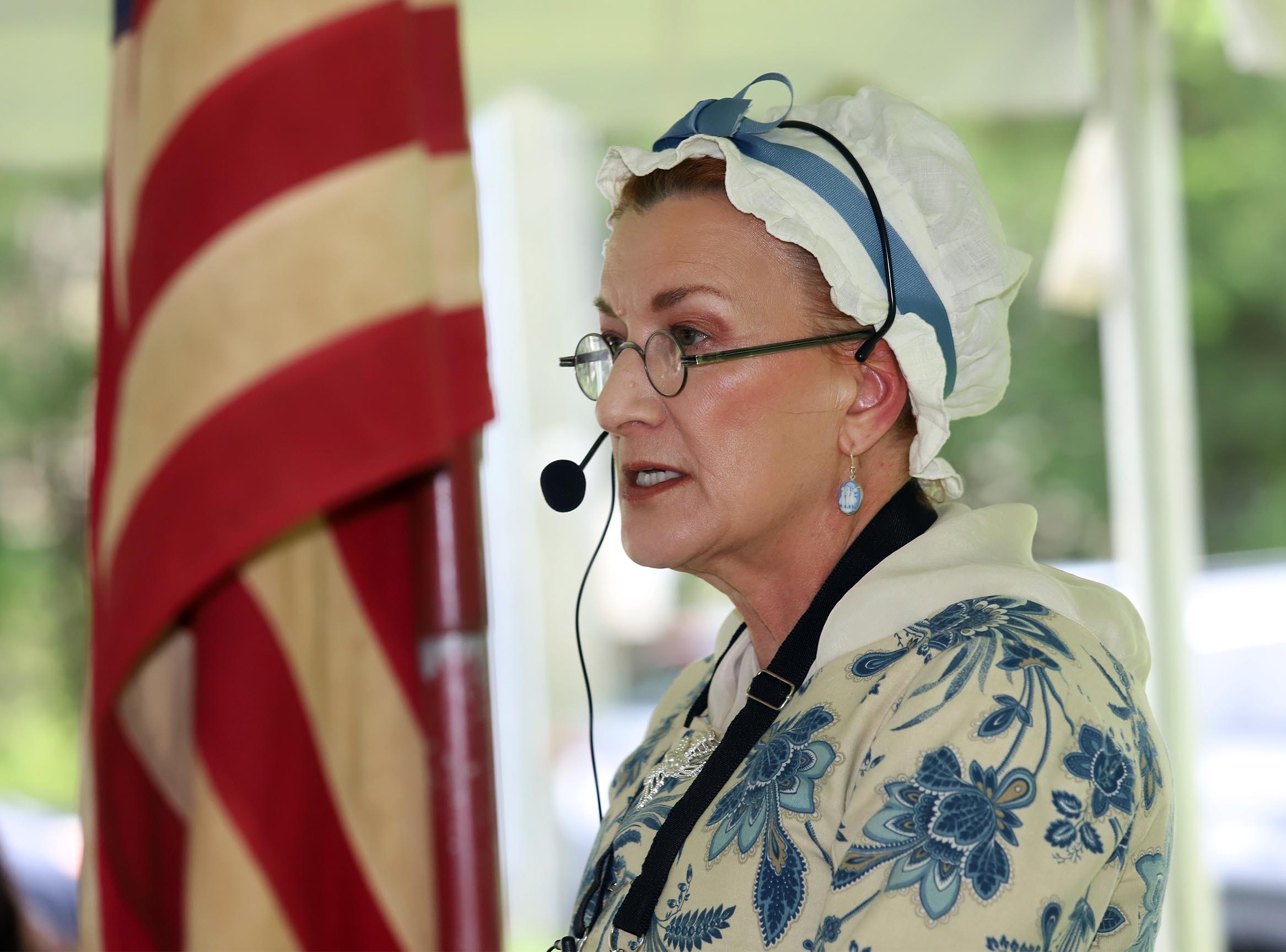 Militia President Sherry Emershaw speaks during a Memorial Day Remembrance...