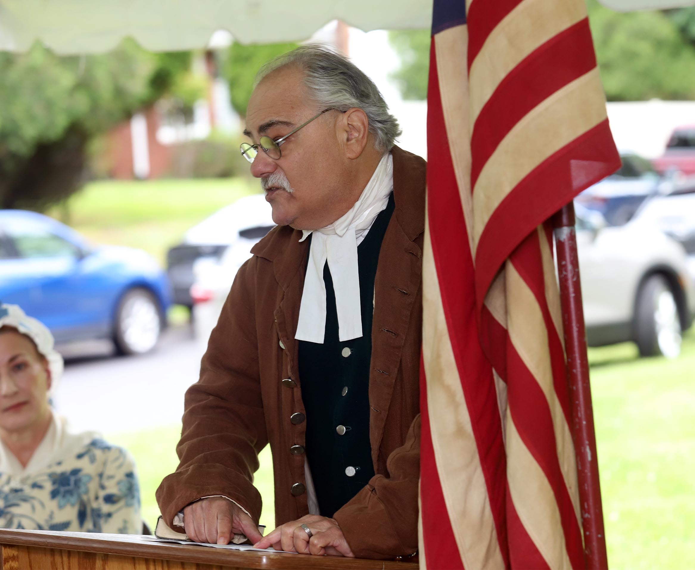 Renactor Mark Kahn portraying Josiah Entwhistle during a Memorial Day...