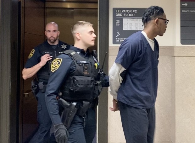 Jalen Douglas-Smith is escorted by sheriff's deputies to a Montgomery County courtroom for his sentencing hearing on May 22, 2026. (Photo by Carl Hessler Jr. - MediaNews Group)