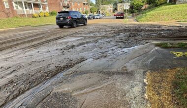 Water main break creates muddy mess in East Mount Airy