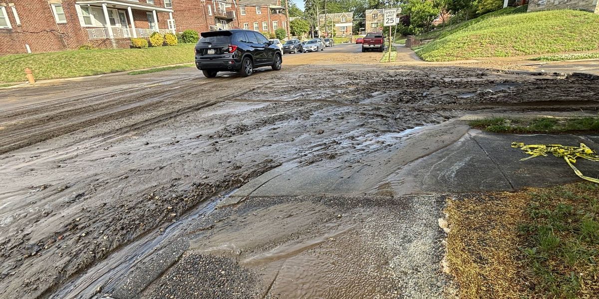 Water main break creates muddy mess in East Mount Airy
