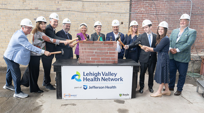 ArtsQuest Celebrates Brick Breaking at LVHN, part of Jefferson Health Turn & Grind Shop