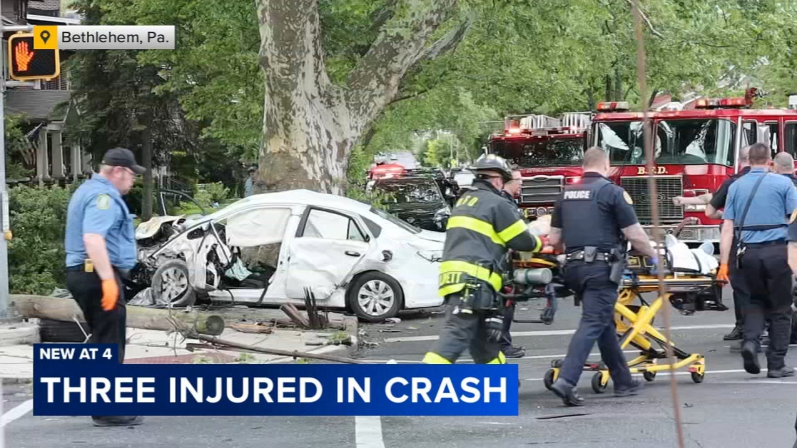 Three people injured following serious crash in Bethlehem, Pennsylvania