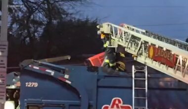 Firefighters rescue man, 2 dogs from a garbage truck in Palmer Township, Northampton County