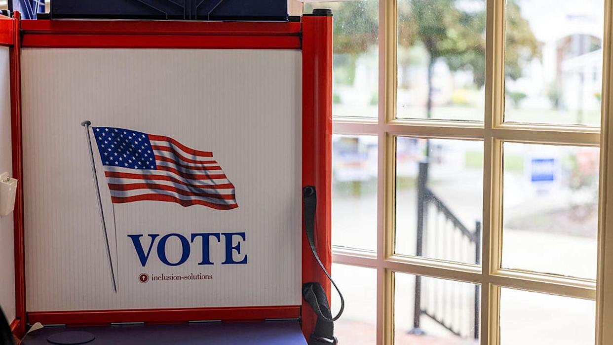 <div>A voting booth is seen at the Office of Voter Registration and Elections in Virginia Beach during early voting on Friday, Sept. 22, 2023. (Kendall Warner/The Virginian-Pilot/Tribune News Service via Getty Images)</div>