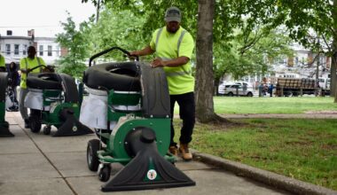 In this file photo, crews clean Harrowgate Park ahead of an event kicking off the city