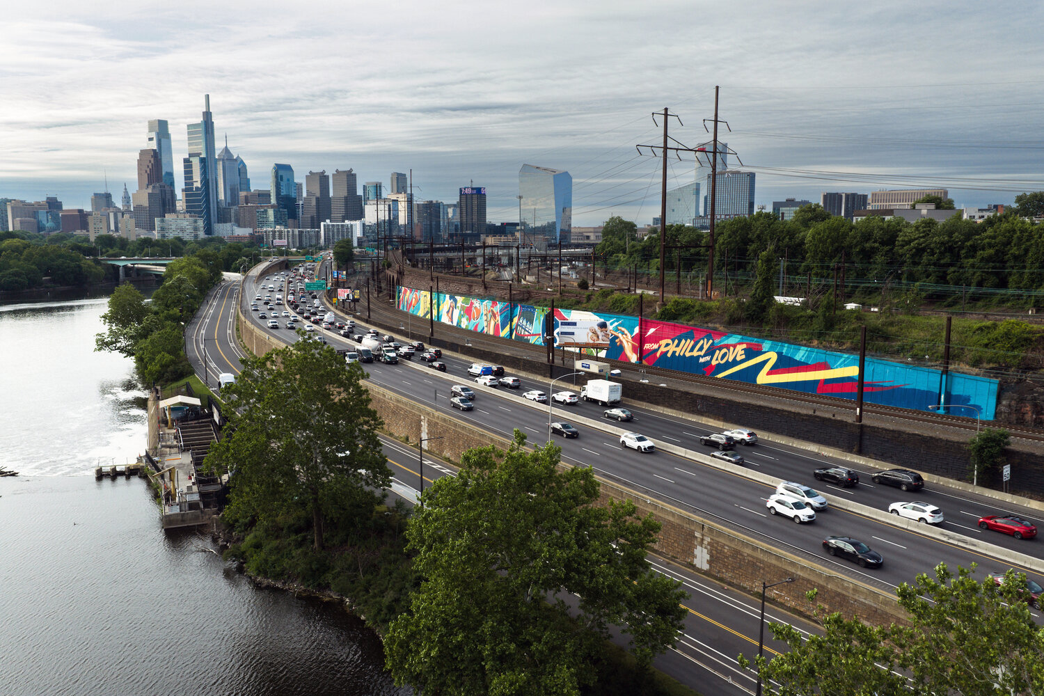 From Philly With Love by Calo Rosa is shown on I-76 between Girard Ave and Spring Garden Streets.