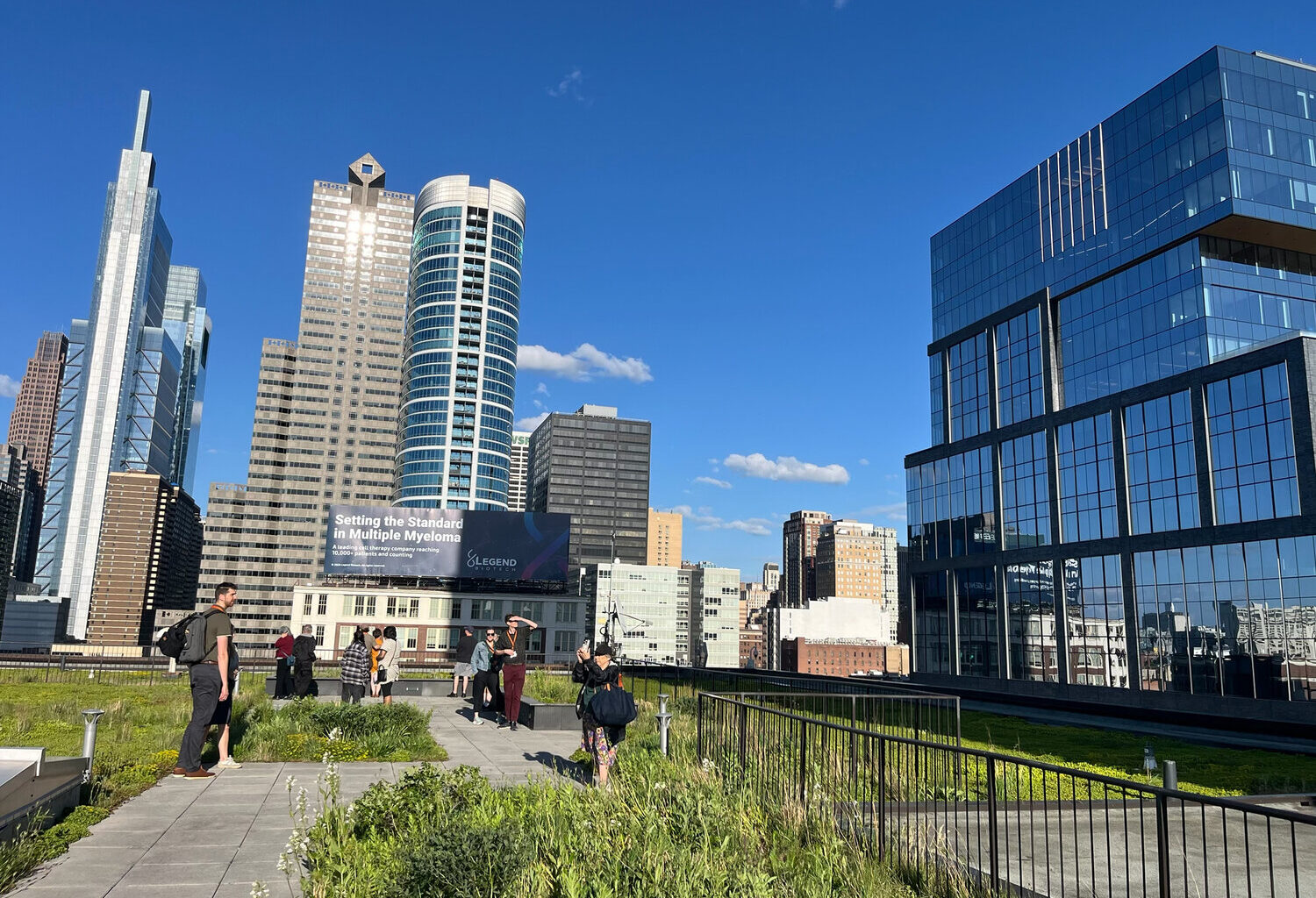 At 45,000 square feet, the PECO green roof includes an observation deck and an area featuring large planters filled with native grasses and perennials.