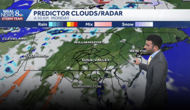 Breezy & still cool this evening; milder early week; rain returns midweek for south-central Pennsylvania