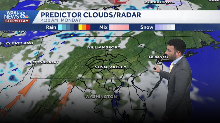 Breezy & still cool this evening; milder early week; rain returns midweek for south-central Pennsylvania