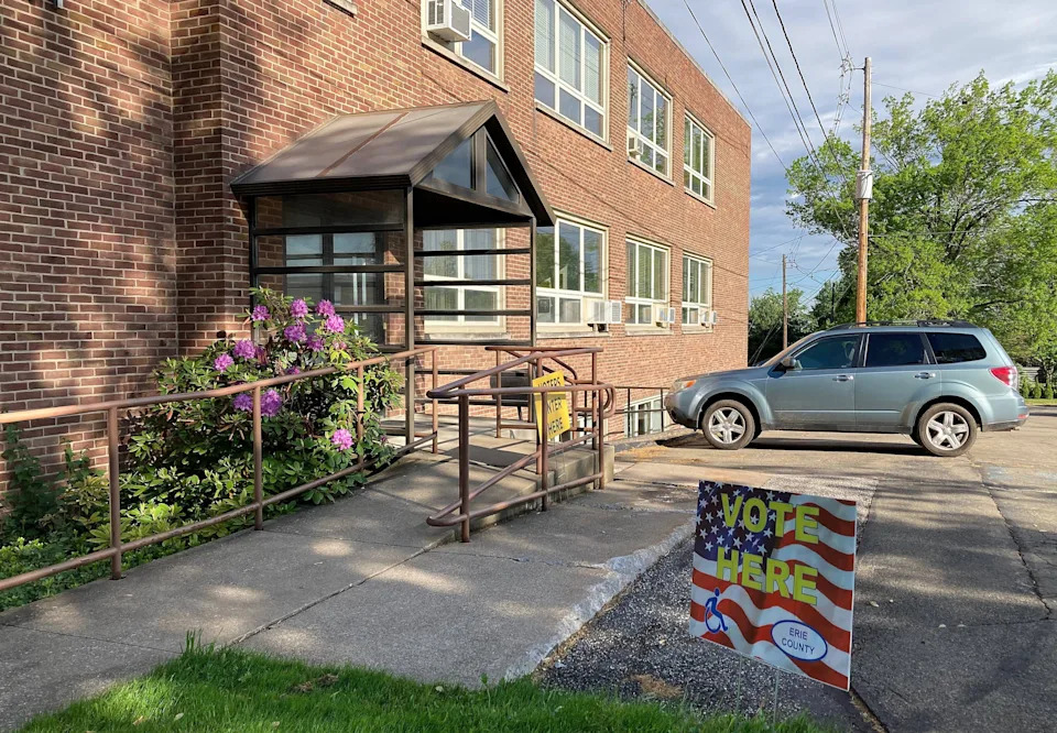 Relatively few voters cast ballots at Trinity Lutheran Church, 14 E. 38th St., during the morning of May 19. The church is the polling site for Erie's Fifth Ward, 12th District. Twenty-four people had voted as of 8:40 a.m.