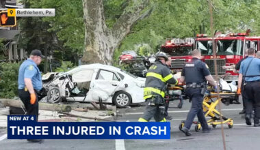 Three people injured following serious crash in Bethlehem, Pa.