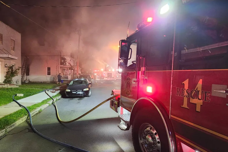 Emergency crews responding to o a house fire in Lewiston, Pa., on May 6 that killed one womanCredit: Courtesy of City Hook & Ladder #14 - Lewistown, PA/Lewistown Police Department